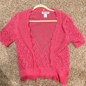 Cotton Emporium Pink Open-Front Sweater